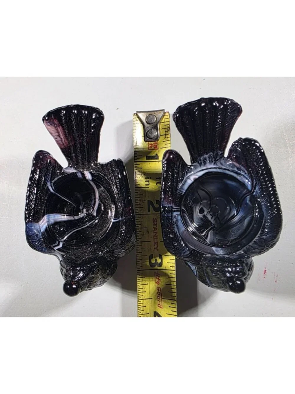 Degenhart glass turkey bird and berry open salt cellars Swirled Thanksgiving